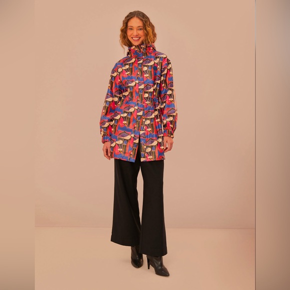 Farm Rio Wild Mushrooms Short Raincoat - Picture 1 of 9